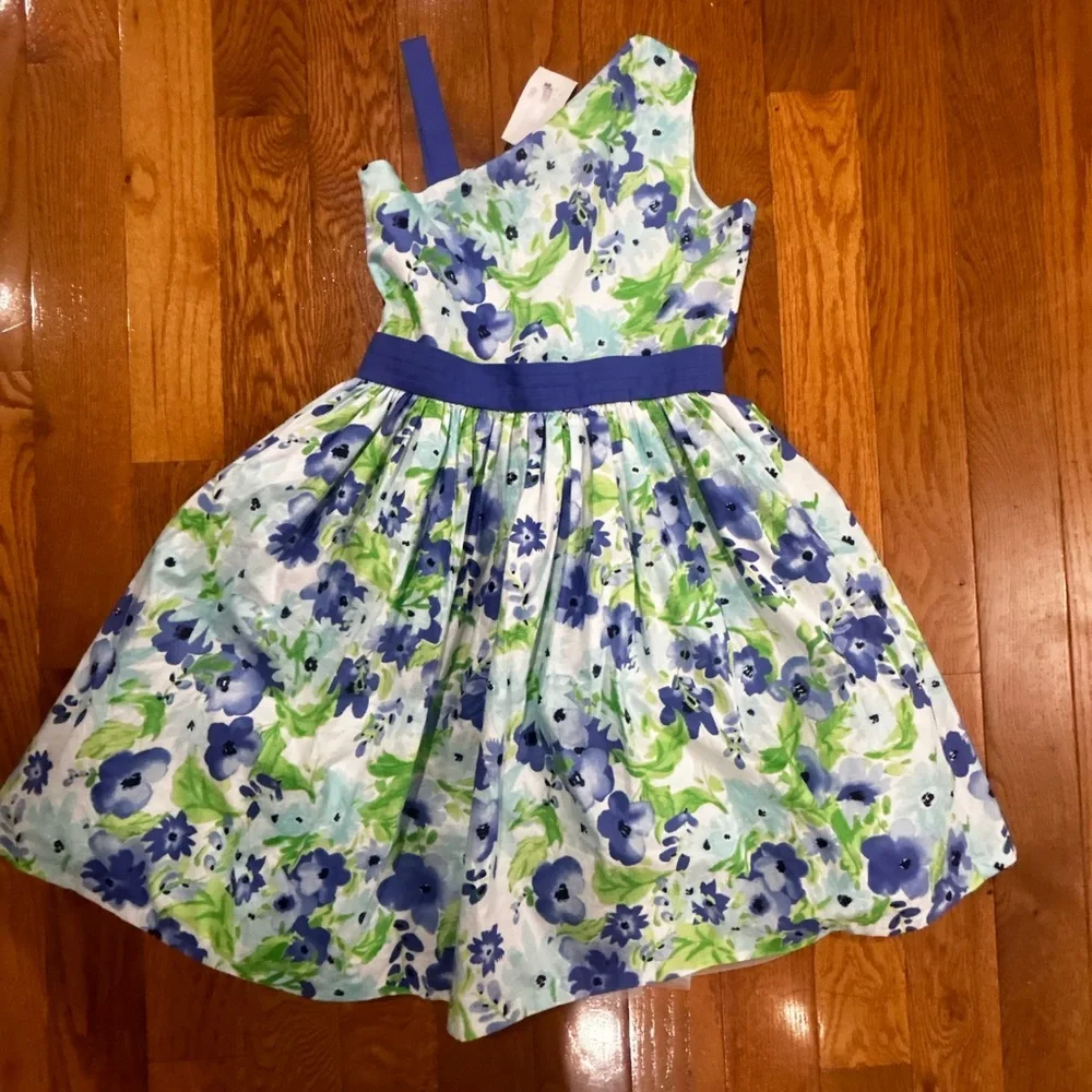 Gymboree Blue/lavender and green Floral dress size 12 NWT